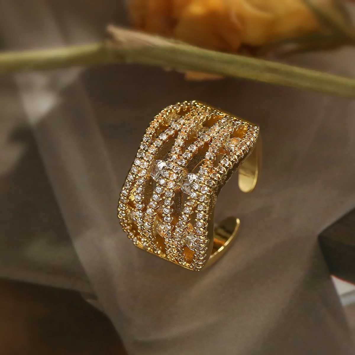 CRYSTAL WAVES STATEMENT RING